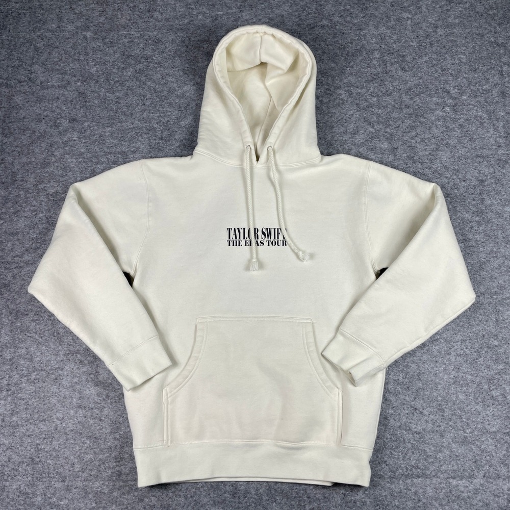 Taylor Swift Hoodie Womens Small Cream The Eras Tour Photo Print Soft Fleece